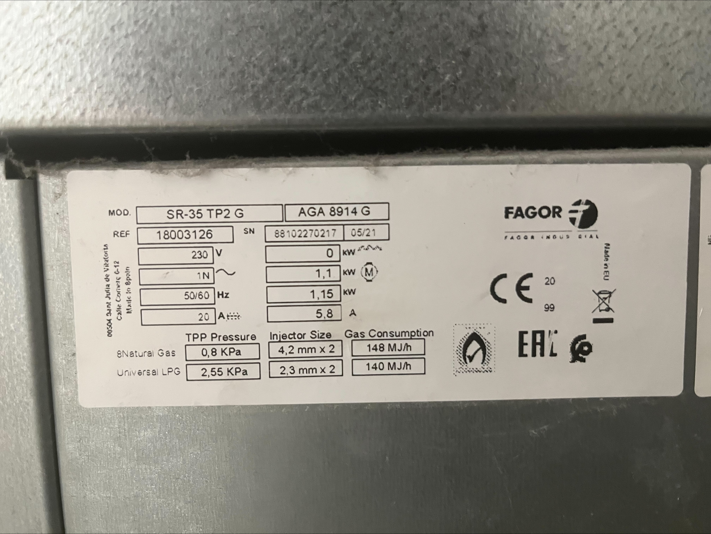 Fagor 35kg Dryer – SR-35 TP2