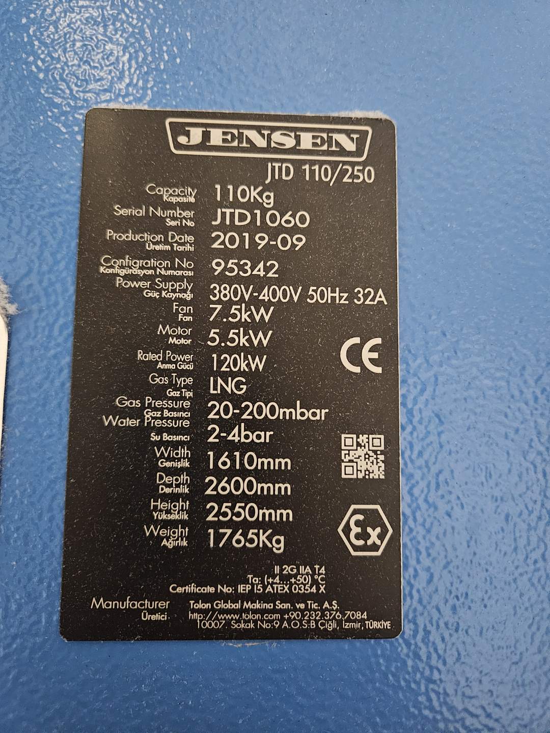 Jensen 100kg dryer